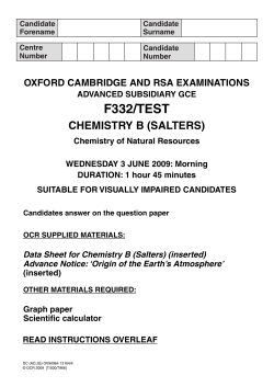 Unit F332/01 - Chemistry of natural resources - Visually