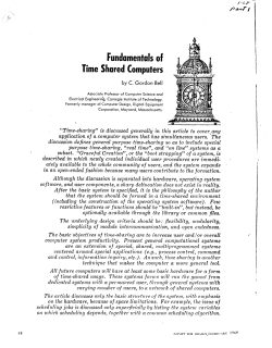 Fundamentals of Time Shared Computers