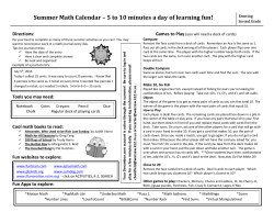Summer Math Calendar &ndash; 5 to 10 minutes a day of learning fun!