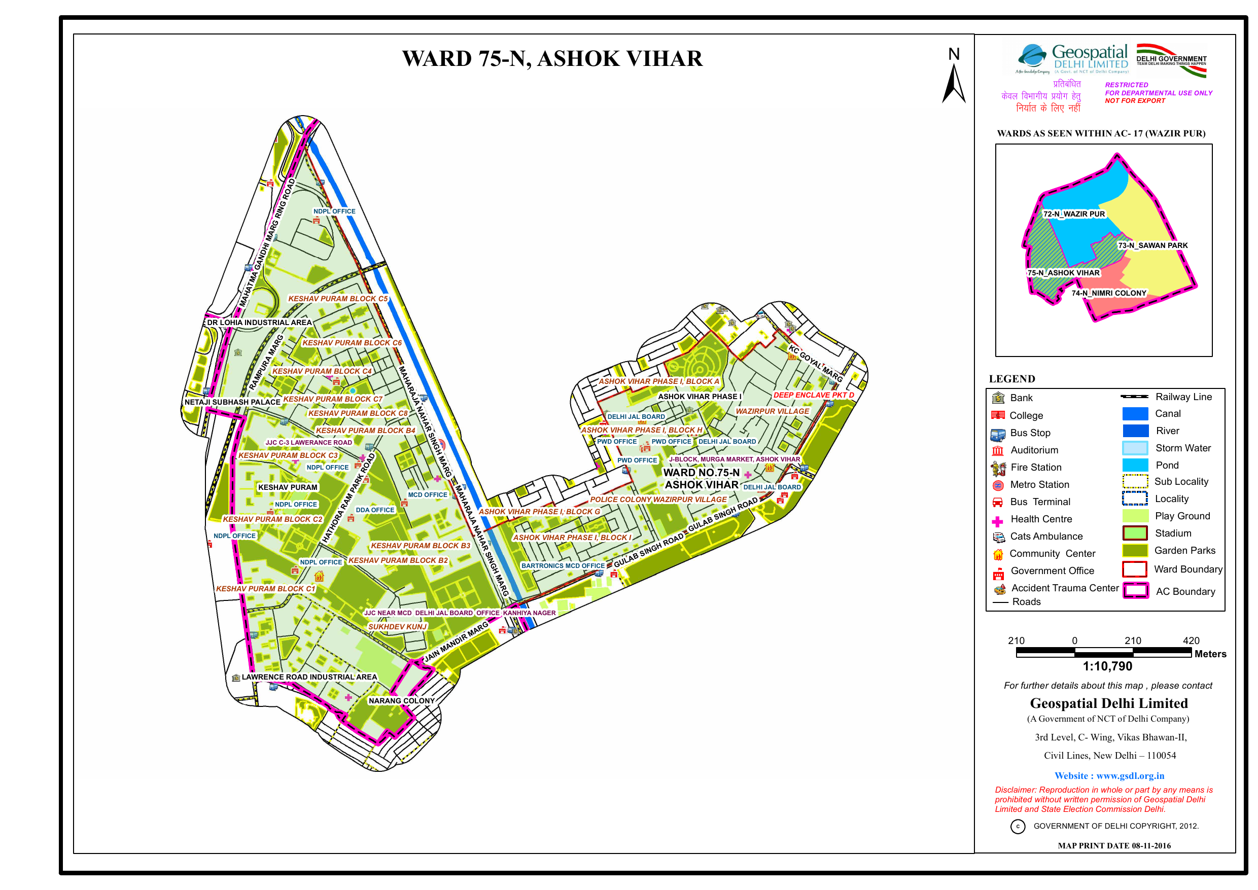 Ashok Vihar Delhi Map Ward 75-N, Ashok Vihar