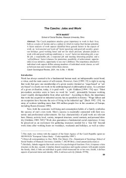 The Czechs: Jobs and Work*