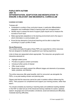 Differentiation, adaptation and modification to ensure a relevant and