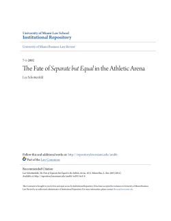 The Fate of Separate but Equal in the Athletic Arena