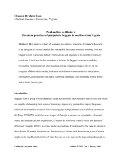 Panhandlers as rhetors - Department of English, Comparative