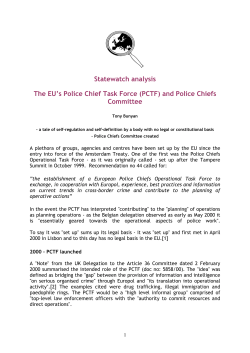 Statewatch analysis The EU`s Police Chief Task Force (PCTF) and