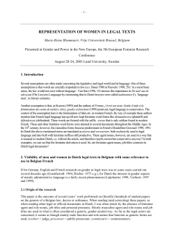 REPRESENTATION OF WOMEN IN LEGAL TEXTS