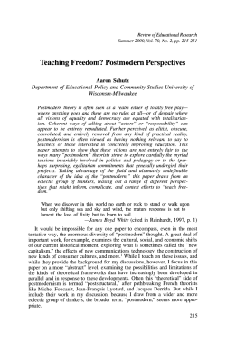 Teaching Freedom? Postmodern Perspectives