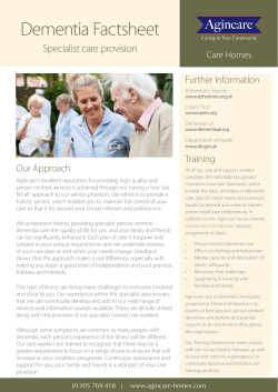 Dementia Care Factsheet for our Care Homes