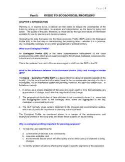 Part I: GUIDE TO ECOLOGICAL PROFILING