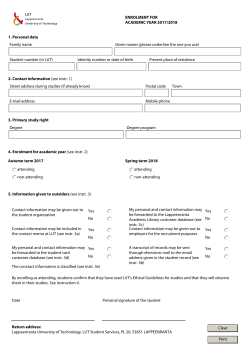 ENROLMENT FOR ACADEMIC YEAR 2017/2018 1. Personal