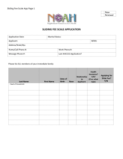 SLIDING FEE SCALE APPLICATION