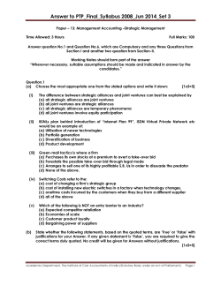 Paper &ndash; 13: Management Accounting &ndash;Strategic Management
