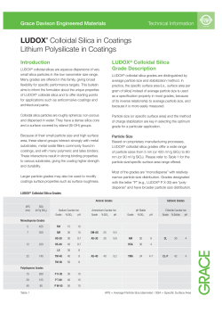 LUDOX&reg; Colloidal Silica in Coatings Lithium Polysilicate