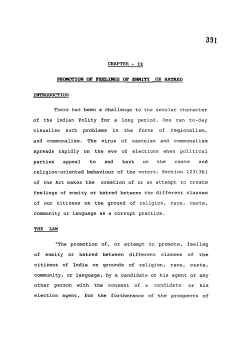 PRCMOTION OF FEELIMGS OF ENMITY OR HATRED