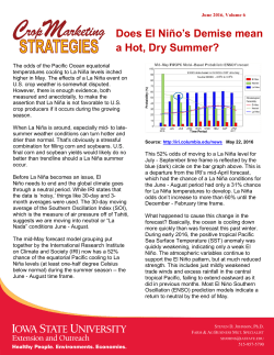 Does El Ni&ntilde;o`s Demise mean a Hot, Dry Summer?