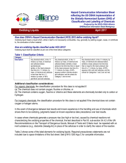 Oxidizing Liquids - Society for Chemical Hazard Communication