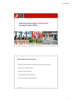 Patenting Polymorphic Forms at the European Patent Office