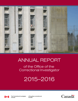 ANNUAL REPORT - Office of the Correctional Investigator / Bureau