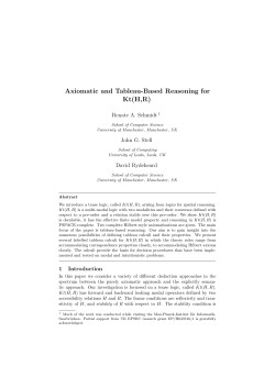 Axiomatic and Tableau-Based Reasoning for Kt(H,R)