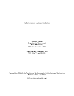 Authoritarianism: Logics and Institutions Thomas B