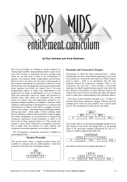 Pyramids and an Entitlement Curriculum