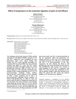 Effect of temperature on the anaerobic digestion of palm oil mill