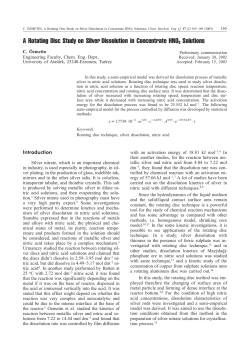 A Rotating Disc Study on Silver Dissolution in Concentrate HNO3