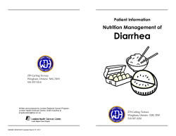 Patient Information Nutrition Management of Diarrhea