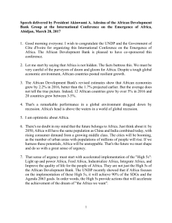 Speech delivered by President Akinwumi A. Adesina of the African