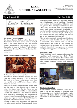 Week 10 Term 1 2015 - Our Lady of Lourdes Primary School