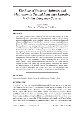 The Role of Studentsʼ Attitudes and Motivation in Second