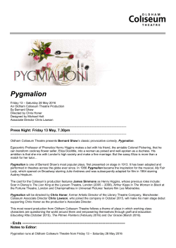 Pygmalion - Oldham Coliseum Theatre