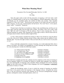 What Does Meaning Mean - Philosophical Club of Cleveland
