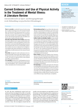 Current Evidence and Use of Physical Activity in the Treatment of