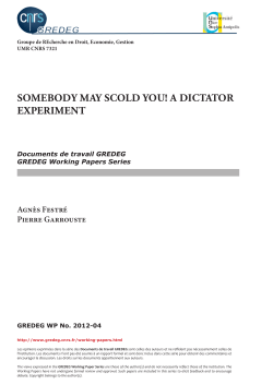 Somebody May Scold You! A Dictator Experiment - Gredeg