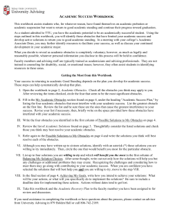 ACADEMIC SUCCESS WORKBOOK This workbook assists students