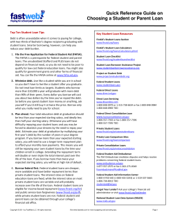 Quick Reference Guide on Choosing a Student or Parent Loan