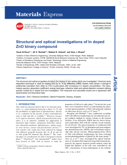 Structural and optical investigations of In doped ZnO binary compound