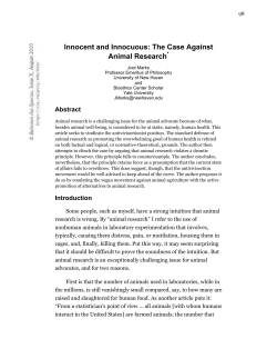 Innocent and Innocuous: The Case Against Animal Research