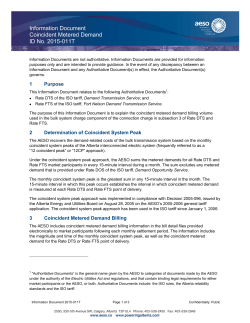 Information Document Coincident Metered Demand ID No. 2015-011T