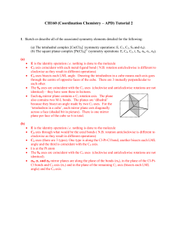 CH160 (Coordination Chemistry &ndash; APD) Tutorial 2