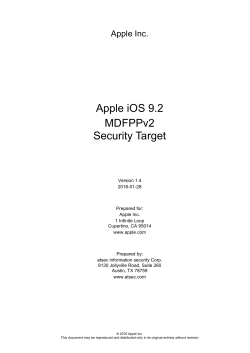 Apple iOS 9.2 MDFPPv2 Security Target