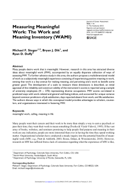 Measuring Meaningful Work: The Work and Meaning Inventory (WAMI)