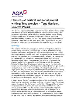 AS and A-level English Literature B Harrison: Selected Poems