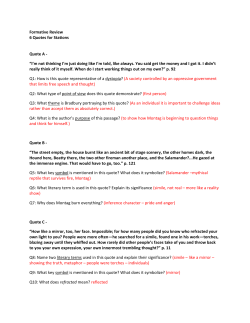 Formative Review 6 Quotes for Stations Quote A - “I`m - Parkway C-2