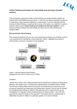 Critical Thinking and Analysis for Intermediate level and above