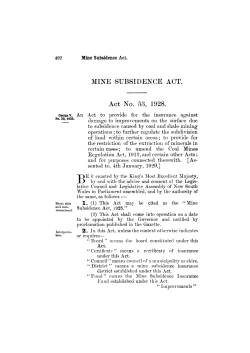 MINE SUBSIDENCE ACT. Act No. 53, 1928.