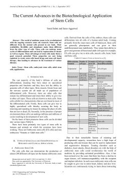 The Current Advances in the Biotechnological Application of Stem