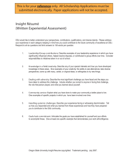 Insight R&eacute;sum&eacute; (Written Experiential Assessment)