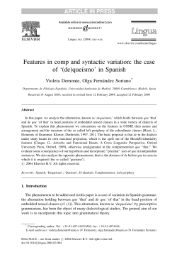 Features in comp and syntactic variation: the